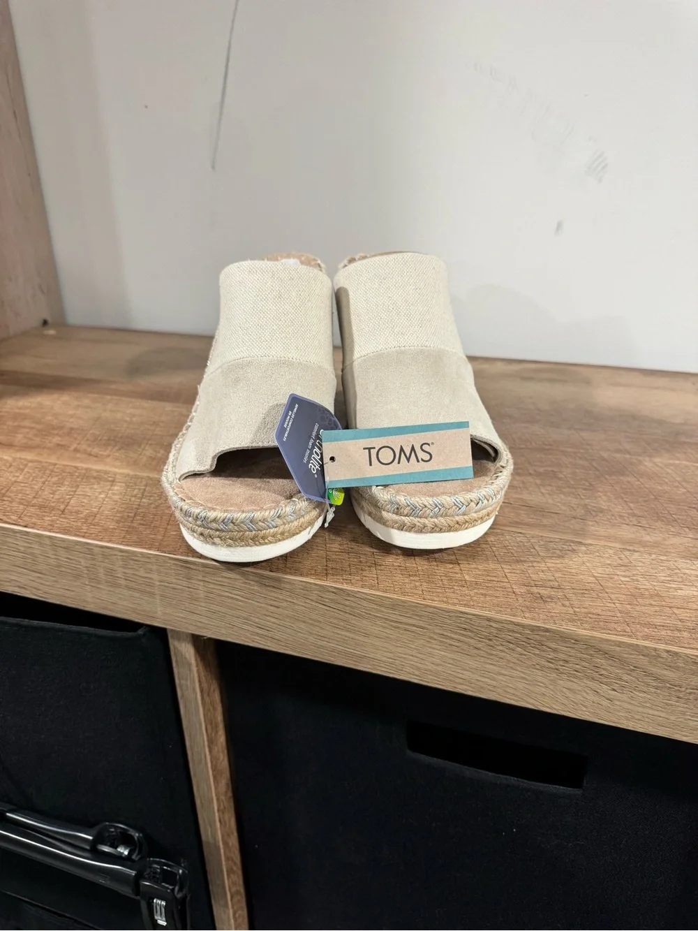 Toms Beige Suede Espadrille Wedge Slides